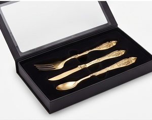 Royal Design Handle Gold Color Plated Finished Cutlery Stainless Steel <b>Flatware</b> Spoon Dishwasher Safe <b>Flatware</b> For Restaurant - Product Image 6