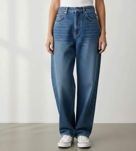 Jeans de Mezclilla Holgados de Cintura Alta para Mujer, Hechos a Medida, 100% Algodón, Transpirables, Ecológicos, de Alta Calidad, Marca Privada, Más Vendidos - Product Image 1