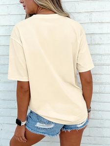 Camiseta de manga corta para mujer, 100% algodón, con estampado gráfico DTF, cuello redondo, camisetas de verano holgadas y cómodas - Product Image 2