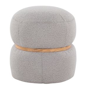 Pouf Ottoman Cinch in Tessuto Grigio Contemporaneo e Legno Naturale - Collezione Sgabelli e Pouf - Product Image 2