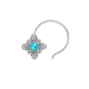 Indian Mores 925 Sterling Silver Round Shape Turquoise Cup Setting <b>Nose</b> Pin <b>Stud</b> for Women Girls - Product Image 3