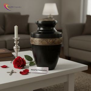 MetalTek Corporation Gracian Black Cremation <b>Urns</b> For Ashes Memorial Jars Funeral Ceremony Decorative Burial Adult Metal <b>Urns</b> - Product Image 1