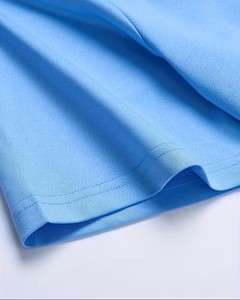 Men's Solid Light Blue Short Sleeve T-Shirt Regular Fit O-Neck Casual Jersey Knit 100% Cotton Blank Design - Product Image 4