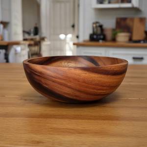 Bol de service en bois d'acacia et mangue fait main, design classique, non traité, pour cuisine, salle à manger, décoration, rangement de fruits et collations - Product Image 2