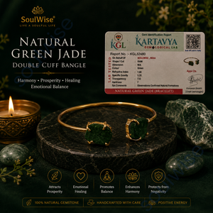 Brazaletes/Kadde de Jade Verde Crudo con Doble Puño para Mujer, Regalo Étnico - Product Image 3