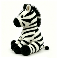 Peluche zèbre assise mignonne, animal en peluche rayé noir et blanc, peluche zèbre douce et câline pour bébé avec crinière duveteuse, style dessin animé