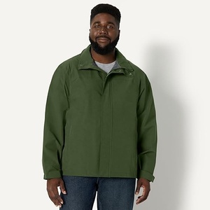 Veste coupe-vent verte pour homme, manches longues, fermeture éclair, imperméable, couleur unie, col montant, vêtement d'extérieur, longueur normale - Product Image 6