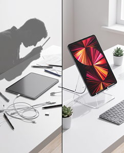 ขาตั้งอะคริลิคใสสำหรับแท็บเล็ต/โต๊ะทำงาน สำหรับ iPad Galaxy Tab (4-13 นิ้ว) ดีไซน์ทันสมัย ประกอบง่าย ใช้งานได้อิสระ - Product Image 3