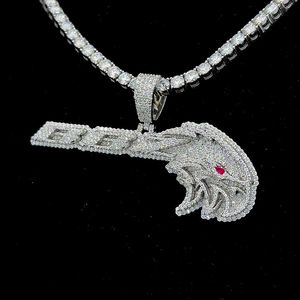 925 argent Moissanite Hip Hop glacé pendentif VVS diamant breloque avec ligne visage et lettre diamant bijoux - Product Image 2