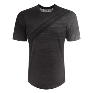 T-shirt de performance noir à empiècements pour homme, vêtement de sport à manches courtes, anti-transpiration - Product Image 6