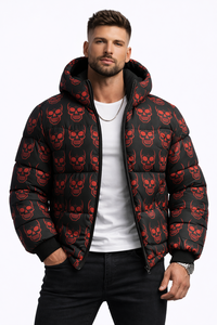 Mens Solid Hooded Puffer Jacket Winter Warm <b>Bubble</b> <b>Coat</b> Streetwear Front Waterproof Breathable Eco-Friendly Custom Wholesale - Product Image 3