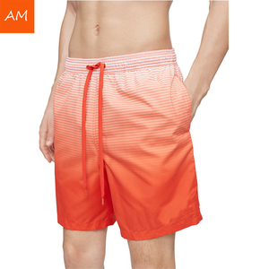 Shorts de Baño para Hombre, Degradado Naranja, con Cordón en la Cintura, Secado Rápido, Rayados, Casuales, de Longitud Media - Product Image 3