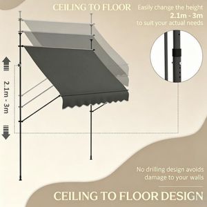 Toldo Retráctil para Patio con Brazos Plegables Resistentes al Viento, Protección UV y Función Extensible para Terrazas, Patios Traseros y Cubiertas contra la Lluvia - Product Image 3