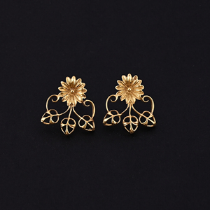Pendientes de Aro de Latón Chapado en Oro con Flores y Gotas Curvas, Tendencia, Tamaño 31x29MM - Product Image 2