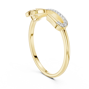 Bague en or jaune 18 carats avec diamant de laboratoire taille ronde, pavé papillon, bande ouverte, DEF VVS, pour femme, bijoux fins, OEM - Product Image 3