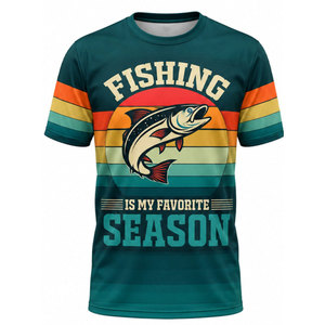 Camiseta de Manga Corta para Hombre con Estampado por Sublimación, Secado Rápido, Poliéster, Ropa de Pesca, con la Frase 'La Pesca es Mi Temporada Favorita' - Product Image 2