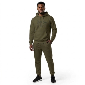 Men's <b>Pink</b> 100% Cotton <b>Tracksuit</b> Full Zip Hoodie Sweatpants <b>Set</b> Casual Solid Color Breathable Midweight Regular Fit Autumn Wear - Product Image 4