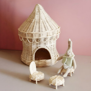 เต็นท์ละครสัตว์สำหรับเด็ก ทำด้วยมือ คุณภาพดีเยี่ยม บ้านของเล่นหวายแบบยั่งยืน ดีไซน์น่ารัก - Product Image 6