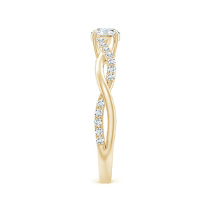 Anillo de Compromiso y Boda con Diamante Cultivado en Laboratorio, Certificado IGI, Corte Solitario, Banda Trenzada con Pavé, Oro de 10K, 14K, 18K, Chapado en Rodio, Plata 925, 935 - Product Image 4