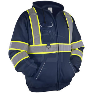 Sweat-shirt et veste de sécurité réfléchissants de classe 2, visibilité tout au long de la journée, logo personnalisé, bordure bleue et jaune, poche avant, imperméable - Product Image 2