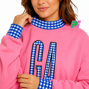 Sweat-shirt à col montant Georgia State avec lettrage et bordures à carreaux, sweat-shirt personnalisé à col montant GA, vêtement d'hiver - Product Image 6
