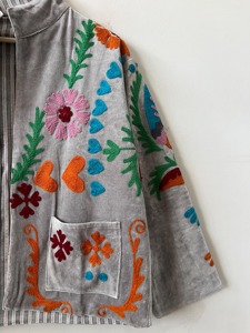Bohemian Embroidered Floral Cotton Eco-Friendly Suzani Pattern CVR Brand <b>Jacket</b> O-Neck Full Sleeve Plus Size Women's Outerwear - Product Image 4