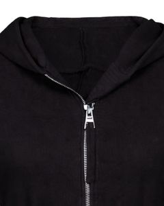 Sudadera con capucha negra para mujer, corte ajustado, manga larga, forro polar de algodón, estilo casual urbano, con cremallera, logotipo personalizado, fábrica ODM - Product Image 5