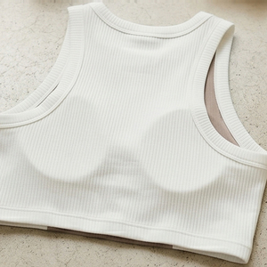 Sujetador deportivo acanalado de cuello alto para mujer con almohadillas extraíbles, ropa deportiva, sujetadores de yoga y fitness, sujetador de poliéster con espalda cruzada para entrenamiento de mujer - Product Image 2