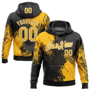 Sweat à capuche sportif noir et or-blanc, nouveau design industriel, personnalisé, avec motif abstrait 3D à effet de pincel, vente en gros directe - Product Image 1