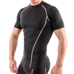 Chemise de compression de course à pied de haute qualité T-shirt de gymnastique musculaire à col rond Logo personnalisé Sports logo personnalisé T-shirts de compression pour hommes - Product Image 1