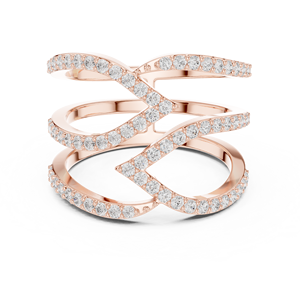 Luxury Rose <b>Gold</b> Pavé Lab Grown Diamond Crossover <b>Cocktail</b> <b>Ring</b> Fine Jewelry Gift for Women - Product Image 2