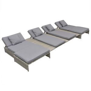 Juego de salón de patio gris de ratán polivinílico de 15 piezas, muebles de exterior duraderos y elegantes - Product Image 5