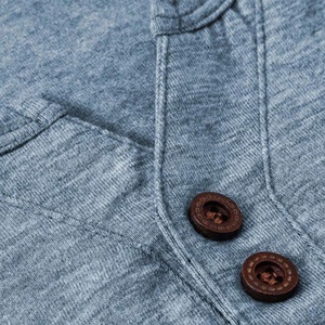 Sudadera de manga larga con cuello en V para hombre, Jersey masculino de estilo informal con botones, camiseta lisa y suave a la moda ligera - Product Image 2
