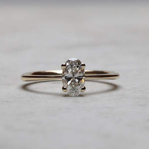 IGI/ Lab Grown ovale coupe Vintage 14k jaune mariage/bague de fiançailles unisexe en or blanc fin anniversaire fête digne broche - Product Image 1