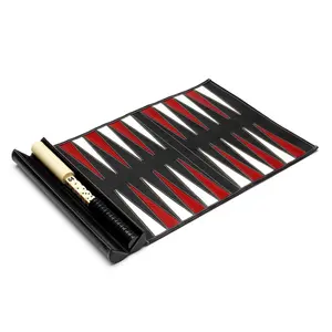 Juego de Backgammon de Cuero Genuino de Lujo Personalizado, Enrollable, Portátil para Viajes, con Dos Dados y Vaso - Product Image 2