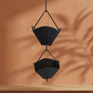 Cadena de Lluvia Decorativa de Aluminio Negro Martillado con Copas Cuadradas para Canalón y Descenso de Agua, Decoración para Jardín Exterior - Product Image 6