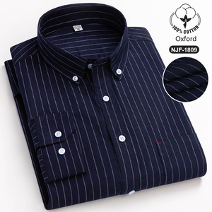 Chemise habillée à carreaux 100 % coton pour homme, manches longues, col boutonné, style décontracté chic, tissée - Product Image 4