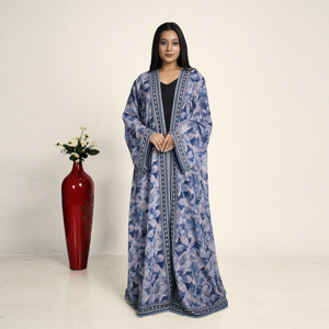 Abaya de Chifón con Estampado Floral para Mujer, Estilo Cardigan Largo Abierto por Delante, Moda Islámica para Ramadán y Eid - Product Image 1
