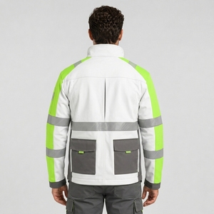 <b>Winter</b> Safety Hooded Safety <b>Jacket</b> Wholesale Custom Logo Construction High Visibility Reflective <b>Waterproof</b> Canvas Stand Collar - Product Image 2