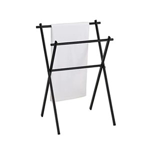 Porte-serviettes sur pied à 2 niveaux en métal poli, support de rangement pour serviettes de salle de bain, pour la maison et l'hôtel - Product Image 3
