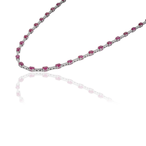 Good Quality Latest Hot Sale 14K Real White Gold <b>Ruby</b> & Diamond Box Lock Sleek Tennis <b>Necklace</b> Anniversary Gift Fine Jewelry - Product Image 5