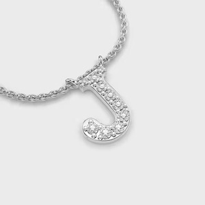 Collar con Colgante de Letra J Chapado en Rodio, con Circonitas Cúbicas Engastadas, de Acero Inoxidable, Unisex, Clásico, para Uso Diario - Product Image 1