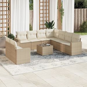 Ensemble de canapés de jardin en rotin PE beige avec structure en acier thermolaqué et verre trempé - Product Image 1