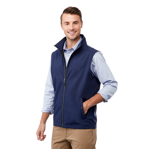 Fashion Wear <b>Men's</b> Soft Shell Sleeveless Vests <b>Navy</b> <b>Blue</b> Full Zip Stand Collar Waterproof Heated Breathable Adult's <b>Gilets</b> - Product Image 1
