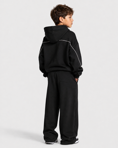 Kid Boys Pullover Hoodie Jogger <b>Set</b> Kid Boys Contrast Stripe Fleece <b>Set</b> Wide Leg Sweatpants Boys Custom Kids Tracksuit OEM ODM - Product Image 2