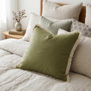 <b>Blue</b> <b>Sofa</b> Cushion Cover with Frayed Edge Contemporary <b>Throw</b> Pillow Coastal Living Room Decor - Product Image 3