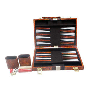 Premium Quality PU Leather <b>Backgammon</b> <b>Set</b> Large-Size Black with White and Astral Blue Points for Board Games and Chess Board - Product Image 3