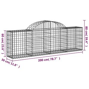 Panier gabion en fer galvanisé argenté 78,7 x 11,8 x 23,6/31,5 po pour clôture de jardin - Product Image 5