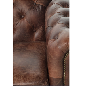 Classic Genuine Leather Two Seater Chesterfield <b>Sofa</b> with Deep Quilted Upholstery and Rolled Arms Solid Wood Legs Furniture - Product Image 4