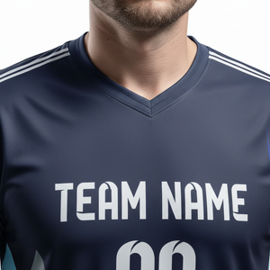 Custom Sublimated Soccer Jersey Set Unisex V-Neck Short Sleeve Geometric Print Player Name Moisture Wicking Garment Dyed - Product Image 5